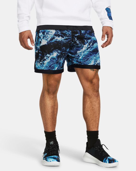 Men's Curry x Bruce Lee Lunar New Year 'Be Water' Mesh Shorts in Blue image number 0